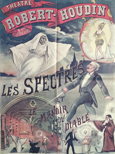 Plakat reklamujący Duchy i Dom Diabła w Teatrze Robert-Houdin, Paryż, ok.1870 autorstwa French School