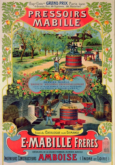 Plakat reklamujący Pressoirs Mabille, na Exposition Universelle, Paryż, 1900 autorstwa French School