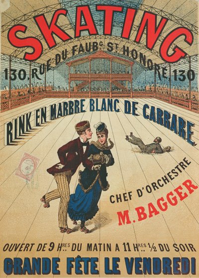Plakat reklamujący lodowisko w Paryżu autorstwa French School