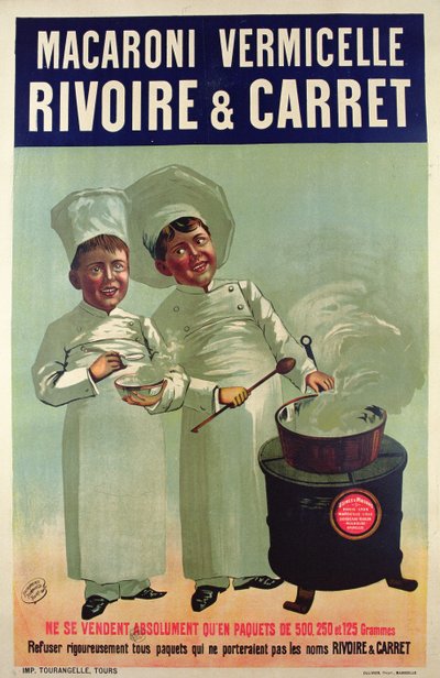 Plakat reklamujący makaron wykonany przez Rivoire i Carret autorstwa French School
