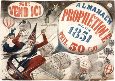 Plakat reklamujący Proroctwo Almanachu, 1851 autorstwa French School