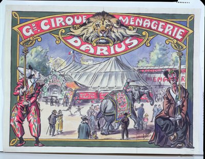 Plakat reklamujący Grand Cirque Menagerie Darius, 1924 (wc na papierze) autorstwa French School
