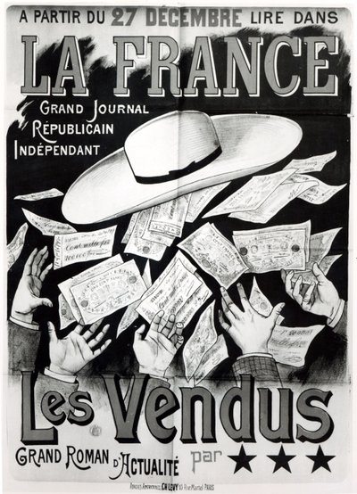 Plakat reklamujący powieść Les Vendus traktującą o aferze panamskiej, ok. 1930 r. 1892-95 autorstwa French School