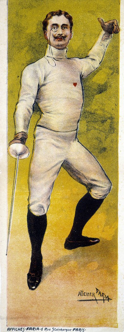 Plakat przedstawiający ogrodzenie zaprojektowany przez warsztat Faria w Paryżu w 1898 roku. autorstwa French School