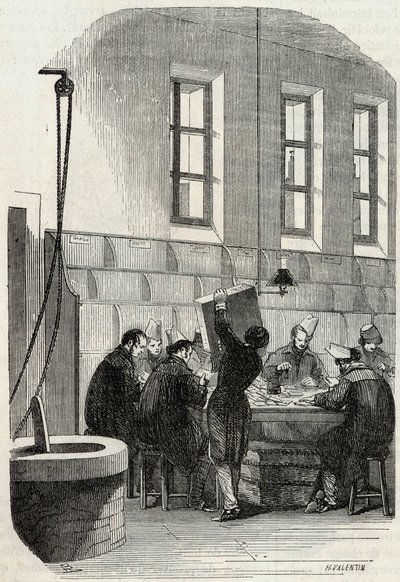 Poczta: Sortowanie listów dla departamentów i zagranicy - Grawerowanie w „Tableau-de-Paris” autorstwa Edmonda Texiera 1852 autorstwa French School