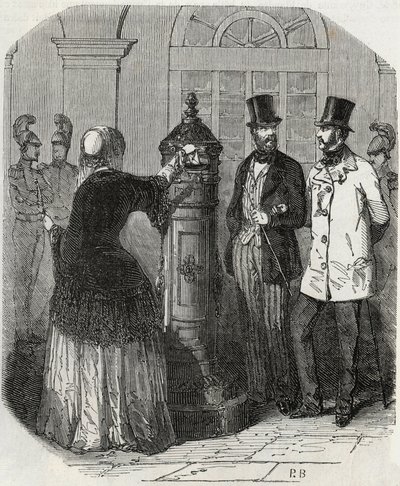 Posty: nowa skrzynka pocztowa - Grawerowanie w „Tableau-de-Paris” autorstwa Edmonda Texiera 1852 autorstwa French School