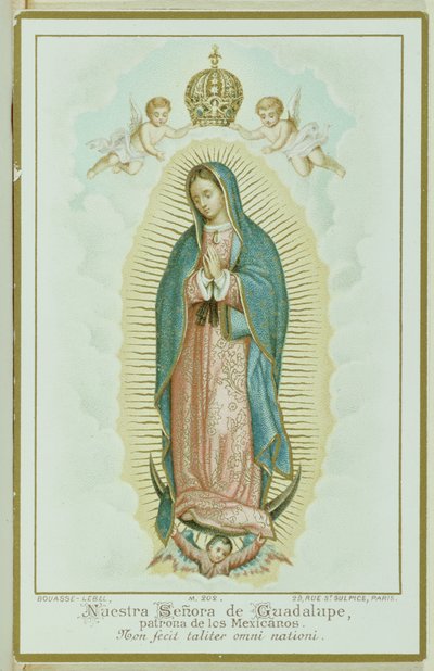 Karta modlitewna przedstawiająca Matkę Bożą z Guadalupe, ok. 1900 autorstwa French School