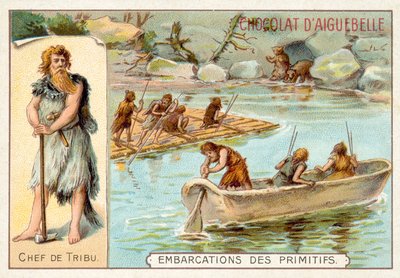 Prehistoric boats (chromolitho) autorstwa French School