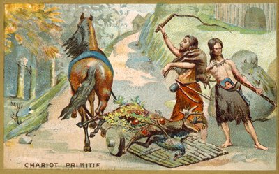 Prymitywny wagon (chromolitho) autorstwa French School