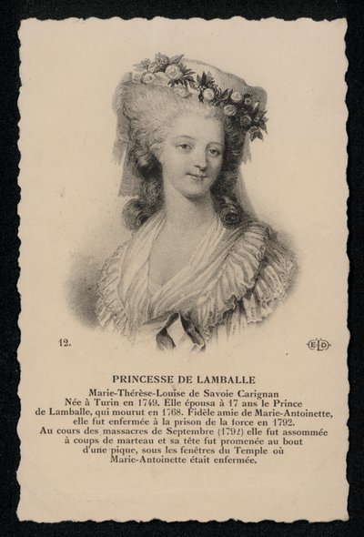 Księżniczka De Lamballe (lito) autorstwa French School