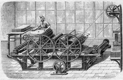 Druk gazety: prasa mechaniczna do drukowania odbitek autorstwa French School