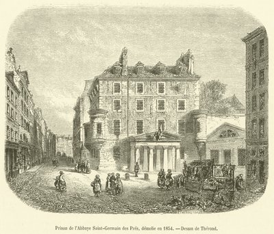 Więzienie opactwa Saint-Germain des Pres, zburzone w 1854 r. (grafika) autorstwa French School