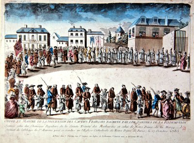 Procesja w Paryżu francuskich jeńców zwolnionych z niewoli w Algierii za okupem autorstwa French School