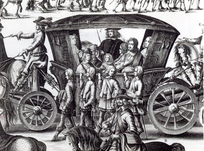 Procesja wjazdu młodego króla Ludwika XIV jako dziecka w mieście Paryż 18 sierpnia 1649, szczegół autorstwa French School