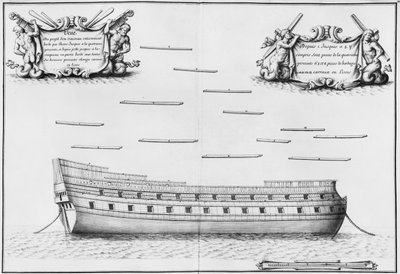 Profil całkowicie oszalowanego naczynia, ilustracja z „Atlas de Colbert”, tablica 32 (ołówek i wc na papierze) (fot. bw) autorstwa French School