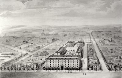 Projekt osiedla Napoleona, 58 rue Rochechouart, Paryż, 1849 (wc na papierze) autorstwa French School
