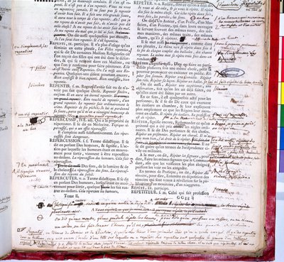Korektor z poprawkami edycji słownika Akademii Francuskiej (tusz na papierze) (detal z 179941) autorstwa French School