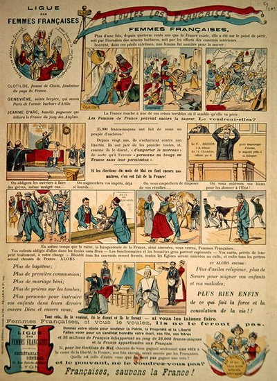 Propaganda dla "Ligue des Femmes Francaises (LFF) autorstwa French School