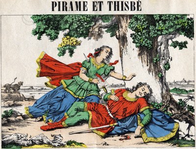 Pyramus (Pirame) i Thisbe, opowieść o Owidiuszu w „Metamorfozach”. autorstwa French School