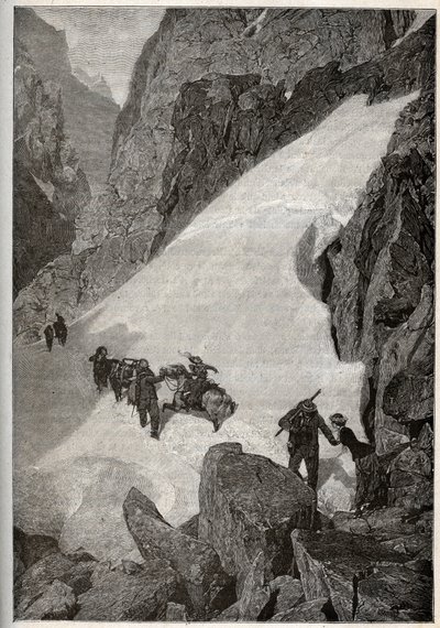 Pireneje - wejście na Pic du Midi - grawerowanie w „” PATRIE” - PIQUE OPIS FRANCJI W 6 TOMACH WG LUCIENA HUARDA - koniec XIX wieku autorstwa French School