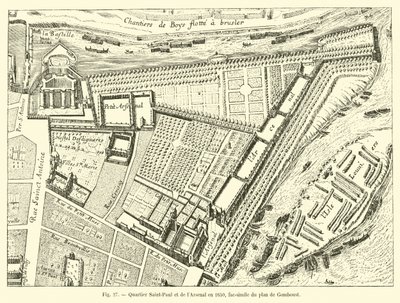 Quartier Saint-Paul et de lArsenal en 1650, fac-simile du plan de Gomboust  autorstwa French School