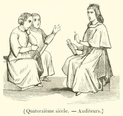 XIV w. Audytorzy (rycina) autorstwa French School