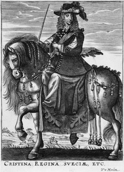 Królowa Szwedzka Krystyna (1626-89) na koniu autorstwa French School