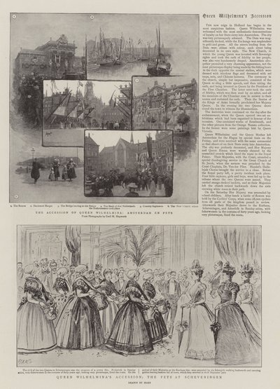 Wstąpienie królowej Wilhelminy, Fete w Scheveningen (rycina) autorstwa French School