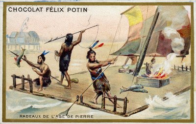 Tratwa w epoce kamienia łupanego autorstwa French School