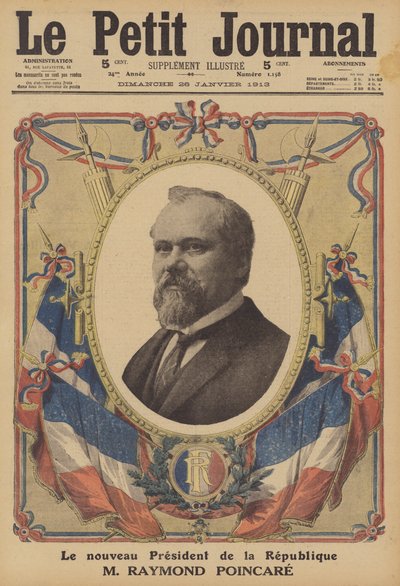 Raymond Poincare, nowy prezydent Republiki Francuskiej (kolor lito) autorstwa French School