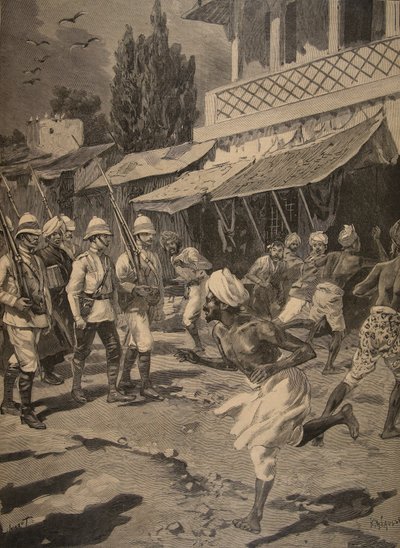 Bunt w Bombaju, ilustracja z Le Petit Journal: dodatek illustre, 1898 autorstwa French School