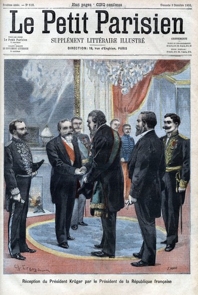 Przyjęcie prezydenta Paula Krugera (1825-1904), prezydenta Republiki Transwalu przez prezydenta Republiki Francuskiej Emile Loubet w Palais de L