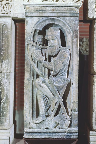 Relief przedstawiający króla Dawida grającego na harfie, z La Daurade autorstwa French School