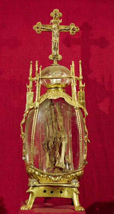 Relikwiarz z ręką św. Attalii (ok. 697-741) XII-XV w. (miedź, pozłacane srebro i kryształ górski) autorstwa French School