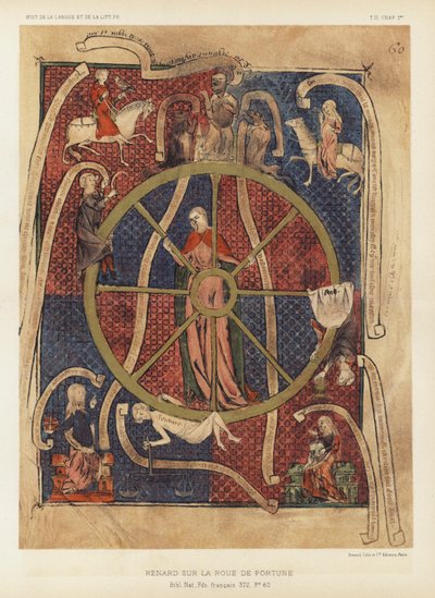 Renard Sur La Roue De Fortune (kolorowa litografia) autorstwa French School