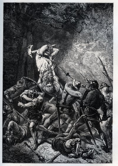 Representation du Grand Ferre (lub Ferret) (ok. 1330-ok. 1358) pikard bohater wojny stuletniej” (Wojna stuletnia: Portret francuskiego bohatera Big Ferre) - rycina z „” L