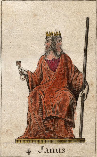 Reprezentacja Janusa, bóstwa początku i przejść, jest reprezentowana przez dwie twarze (Janus (lub Ianus) jest bogiem bram, drzwi, początków i zakończeń, reprezentowany przez dwie twarze i klucz). Z „Mitologii młodości” Pierre