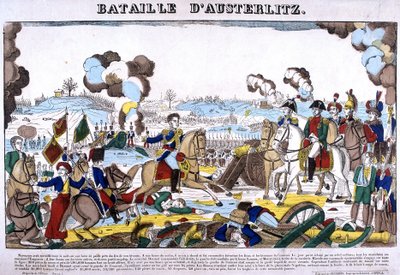 Reprezentacja Bitwy pod Austerlitz, czyli Bitwy Trzech Cesarzy, z dnia 02.12.1805. Obraz Epinal autorstwa French School