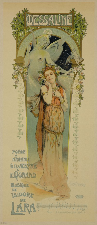 Reprodukcja plakatu reklamującego operę Messaline, Casino de Monte Carlo, 1898 autorstwa French School