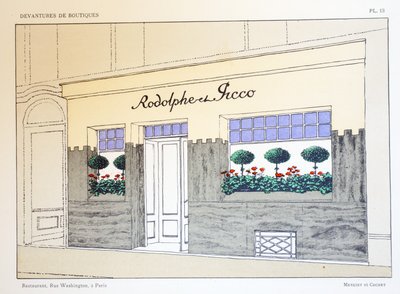 Restauracja, talerz 13, ilustracja z Devantures de Boutiques autorstwa Louis-Pierre Sezille, Paryż, 1927 autorstwa French School