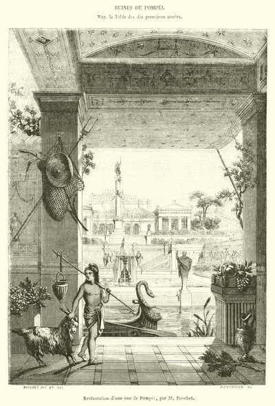 Renowacja widoku Pompejów (rycina) autorstwa French School