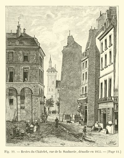 Pozostałości Chatelet, rue de la Saulnerie, zburzone w 1855 r. autorstwa French School