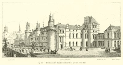 Rekonstrukcja północno-zachodnich fasad Luwru, ok. 1610 autorstwa French School