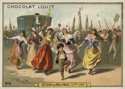 Powrót króla Ludwika XVI do Paryża, rewolucja francuska, 6 października 1789 autorstwa French School