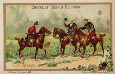 Konie wierzchowe (chromolitho) autorstwa French School