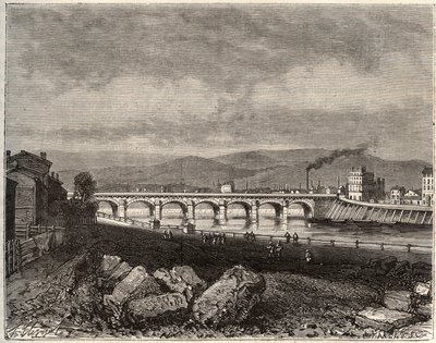 Roanne - Loire, w regionie Rodan-Alpy - rycina w „La France illustrée: geografia, historia, administracja statystyczna” autorstwa V.A. Malt-Browna. 1884 autorstwa French School
