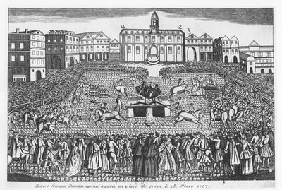 Robert-Francois Damiens stracony na Place de Grève, Paryż, 28 marca 1757 r autorstwa French School