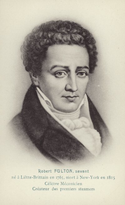 Robert Fulton (1765-1815), amerykański inżynier, wynalazca i pionier żeglugi parowej (litografia) autorstwa French School