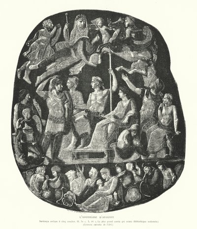 rzymska kamea z onyksu przedstawiająca apoteozę cesarza Augusta (rycina) autorstwa French School