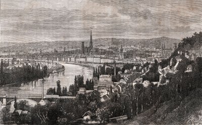 Rouen - Seine-Maritime - rycina w „La France illustree: geografia, historia, administracja statystyczna” autorstwa V.A. Słodowo-Brązowy. 1884 autorstwa French School